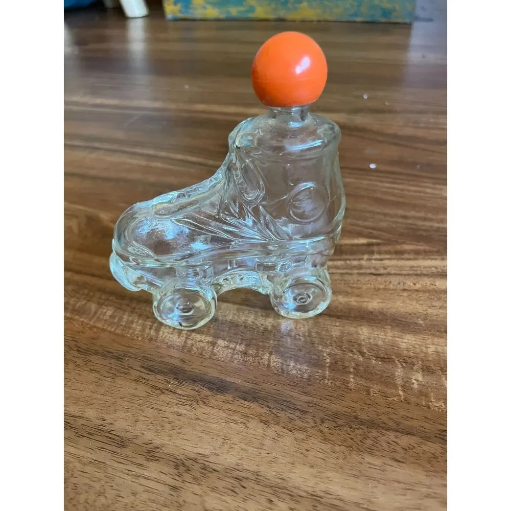 Vintage 1980 Avon Roller Skate Perfume Bottle Retro Roller Disco Glass Decanter